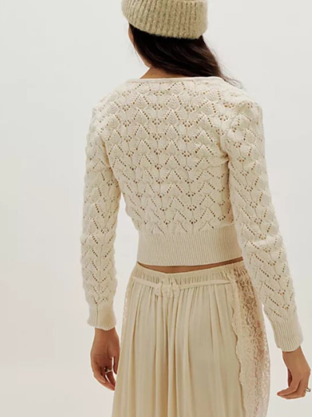 Free People Pretty In Pointelle Cardigan - Picture 4 of 4